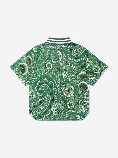 Etro 男童绿色花卉佩斯利 Polo 衫