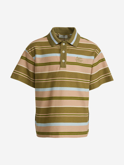 Etro 男童绿色条纹 Polo 衫