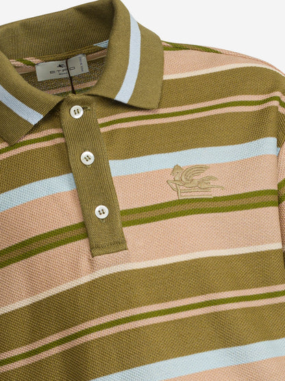Etro 男童绿色条纹 Polo 衫