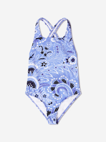 Etro 女童蓝色花卉佩斯利泳衣