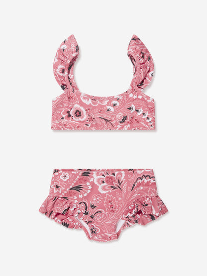 Etro 女童粉色花卉佩斯利比基尼