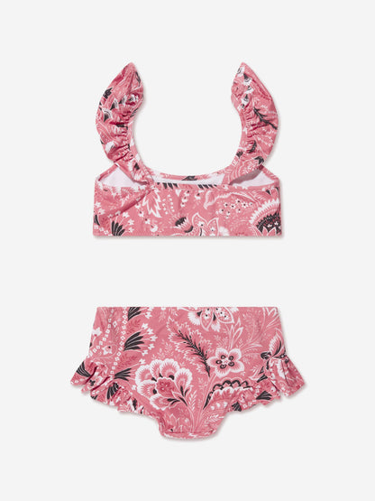 Etro 女童粉色花卉佩斯利比基尼