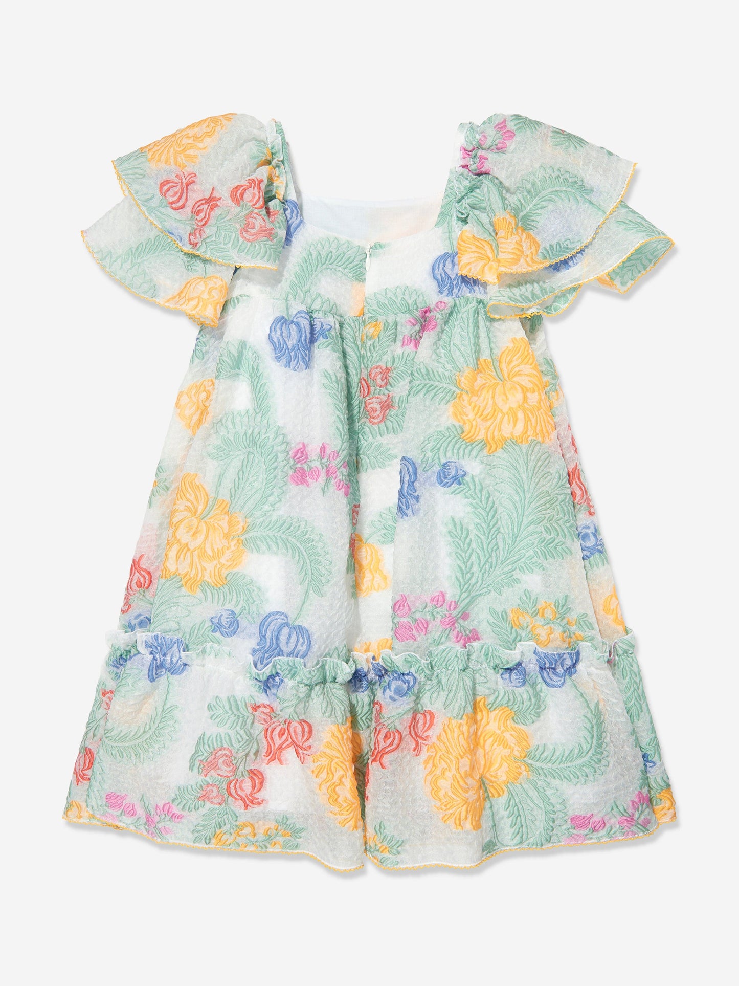 Girls Floral Silk Dress in Multicolour