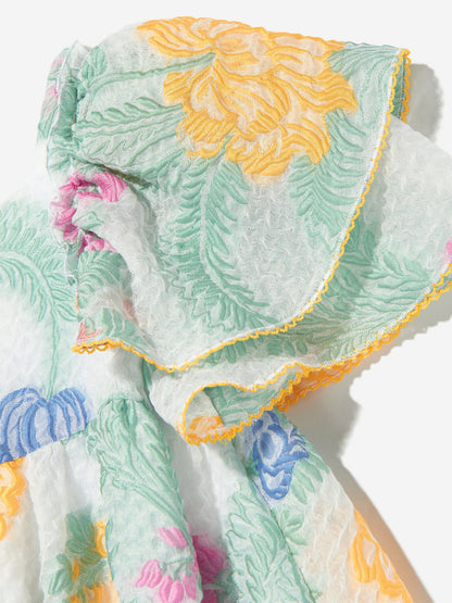 Girls Floral Silk Dress in Multicolour