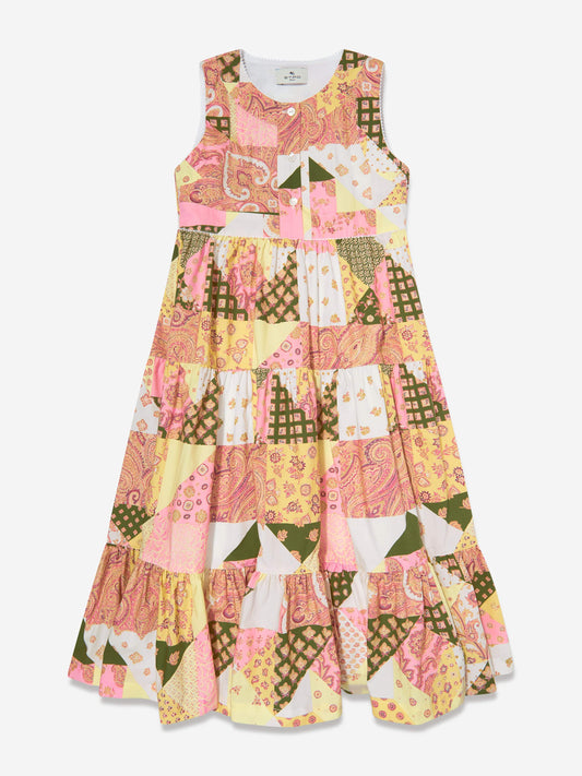 Girls Paisley Patchwork Dress in Pink