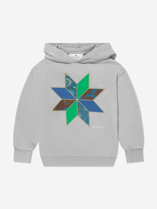Kids Patchwork Applique Hoodie in Grey