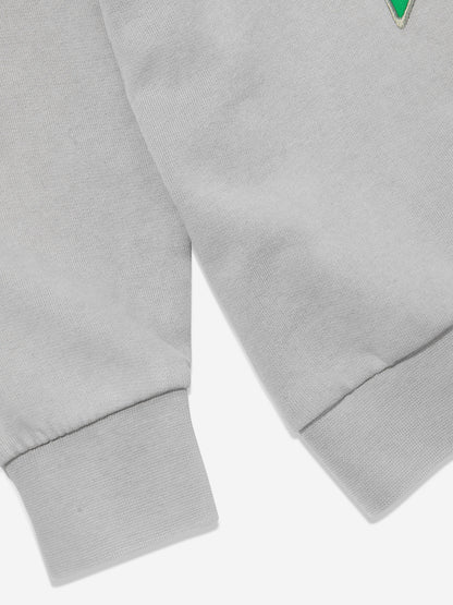 Kids Patchwork Applique Hoodie in Grey