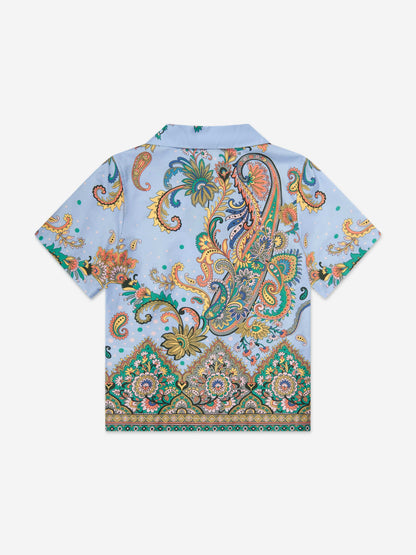 Boys Paisley Print Shirt in Blue