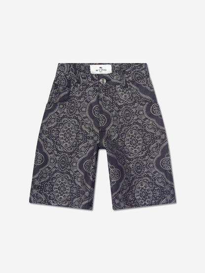 Boys Jacquard Shorts in Navy