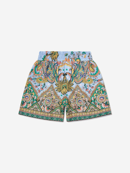 Boys Paisley Print Shorts in Blue