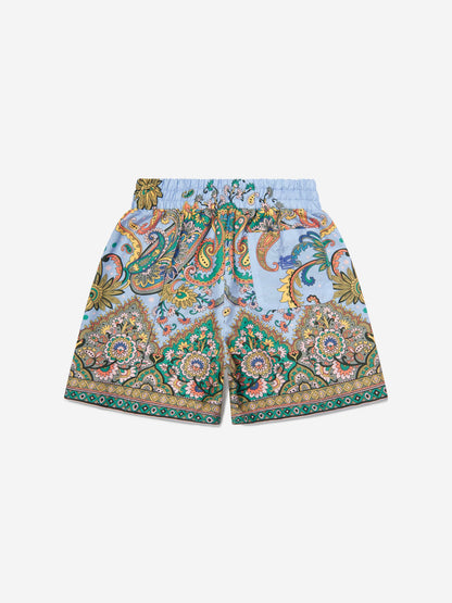 Boys Paisley Print Shorts in Blue