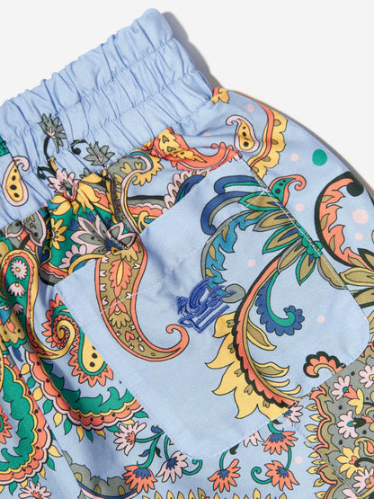 Boys Paisley Print Shorts in Blue