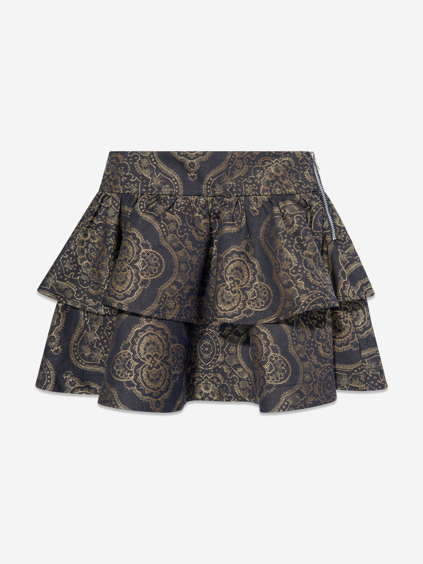 Girls Jacquard Ruffle Skirt in Navy