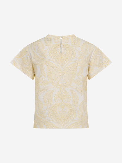 Girls Paisley Print Logo T-Shirt in Ivory