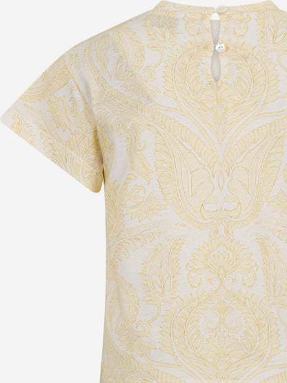 Girls Paisley Print Logo T-Shirt in Ivory