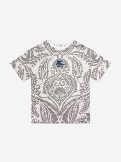 Boys Paisley Print Logo T-Shirt in Multicolour