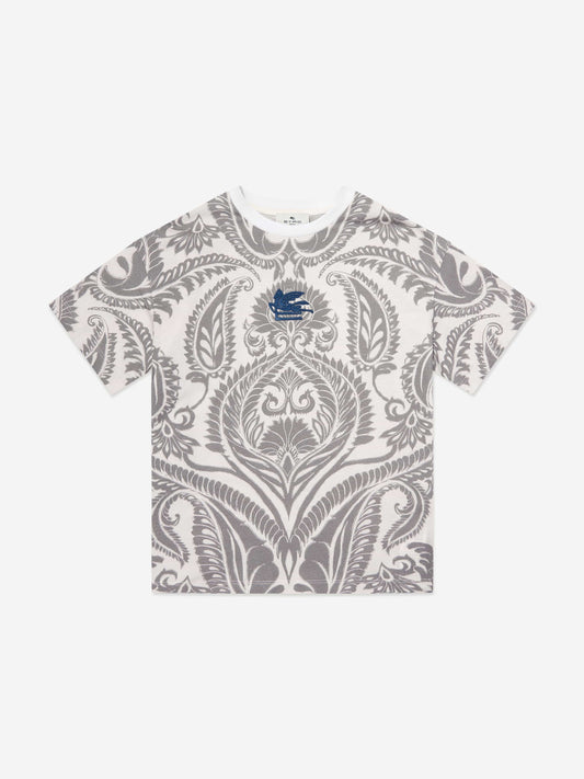 Boys Paisley Print Logo T-Shirt in Multicolour