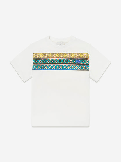 Boys Striped Pattern T-Shirt in Ivory