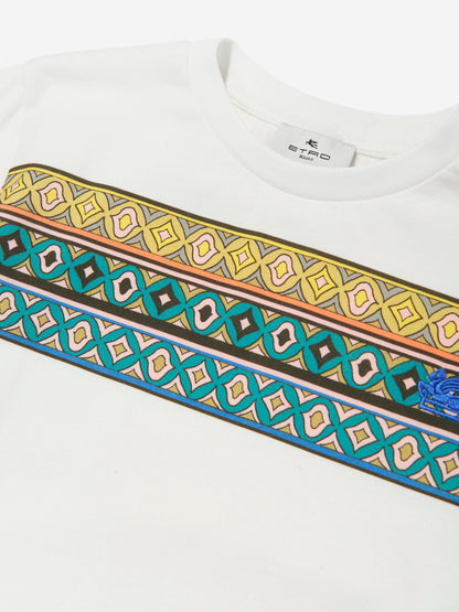 Boys Striped Pattern T-Shirt in Ivory