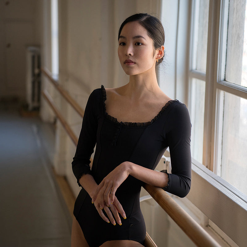 女士黑色芭蕾舞连体衣(Elizabeth Square Neck Leotard/BLACK)