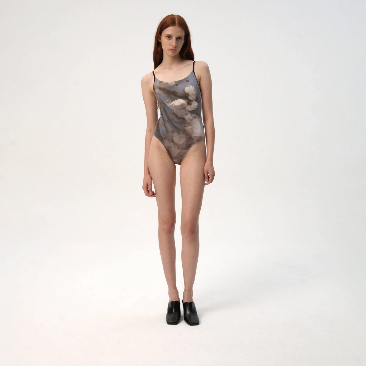 女士雾蓝色花朵芭蕾舞连体衣(R9_26.1/Elvira - Camisole)