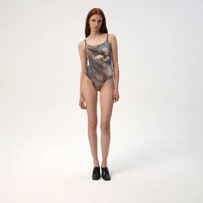 女士雾蓝色花朵芭蕾舞连体衣(R9_26.1/Elvira - Camisole)
