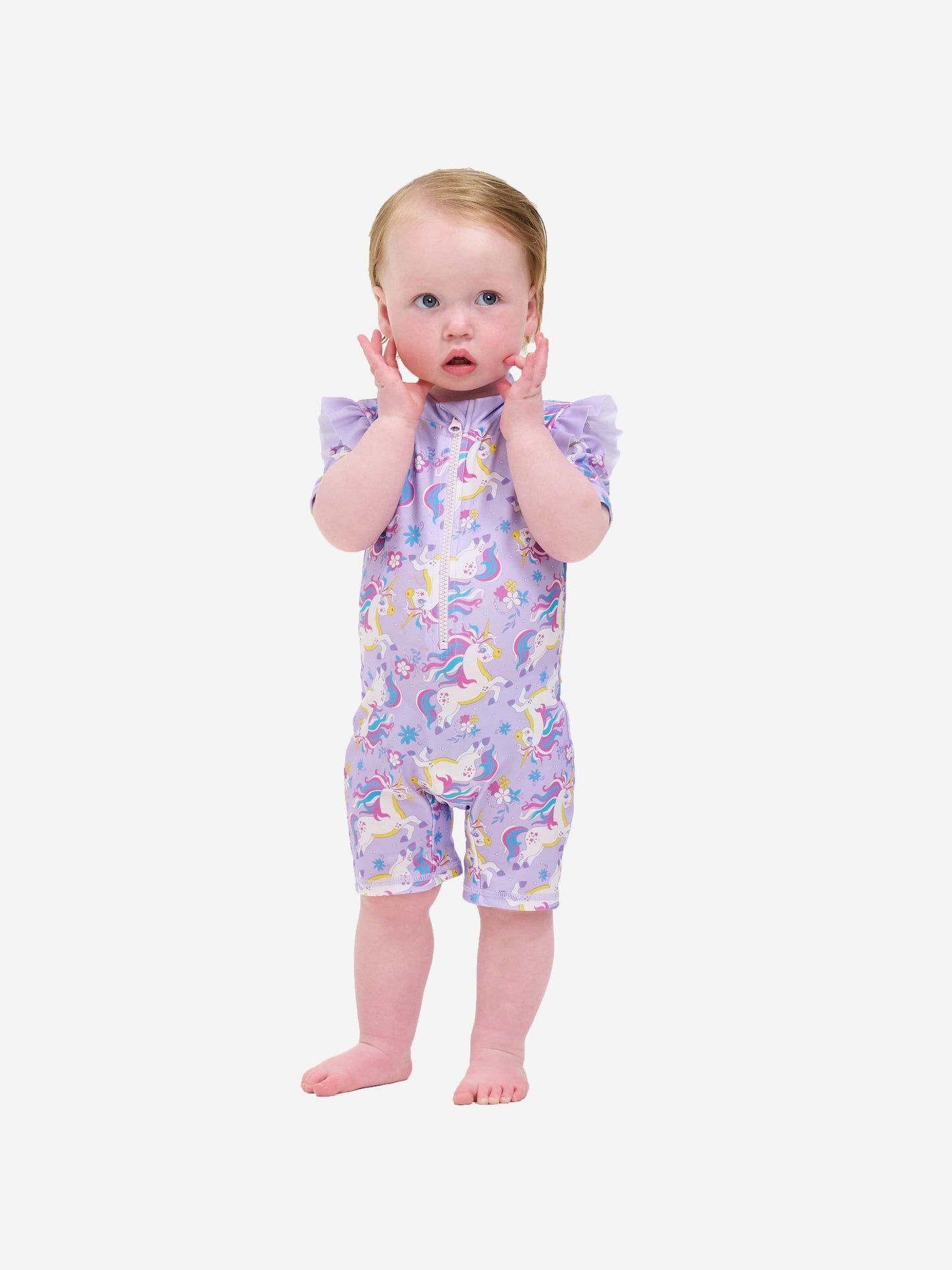 Soli Swim 女婴独角兽防晒泳衣 (UPF50+) 紫色