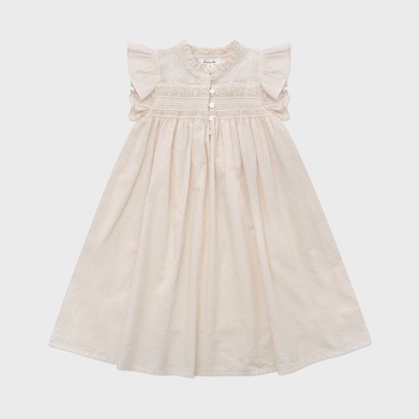 女童米白色蕾丝连衣裙