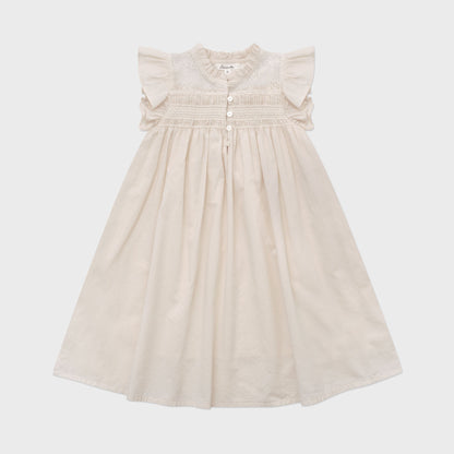 女童米白色蕾丝连衣裙