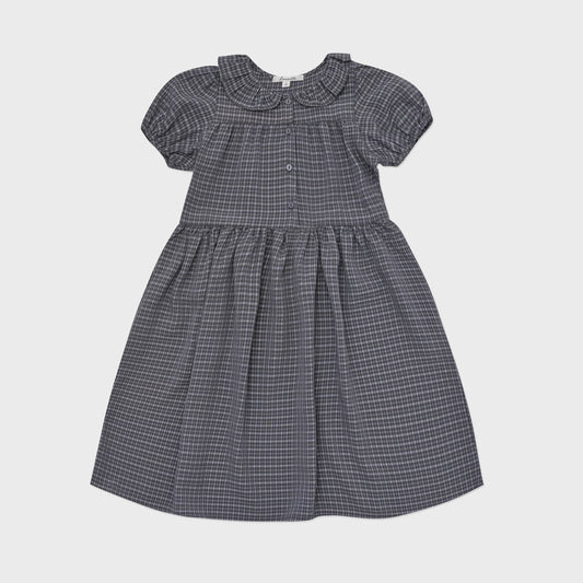 女童深灰色格子连衣裙