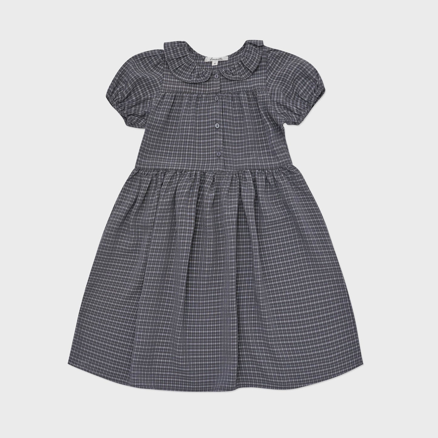 女童深灰色格子连衣裙