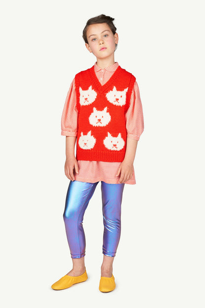 女童红色小格子连衣裙