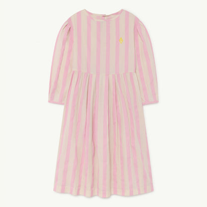 女童粉色条纹棉连衣裙