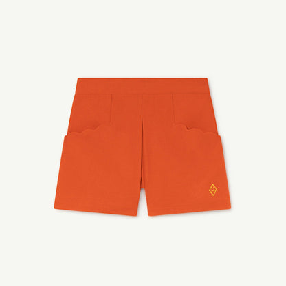 女童橙色Logo羊毛短裤