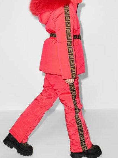 女孩 FF 徽标饰边滑雪裤