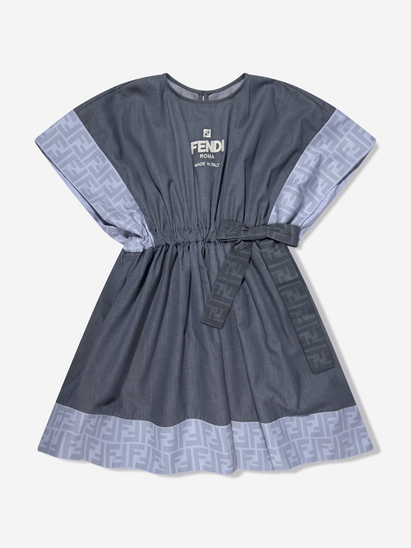 女童蓝色 Chambray FF Logo 连衣裙