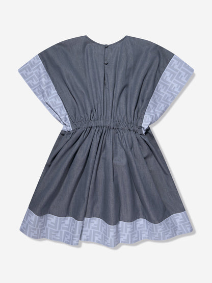 女童蓝色 Chambray FF Logo 连衣裙