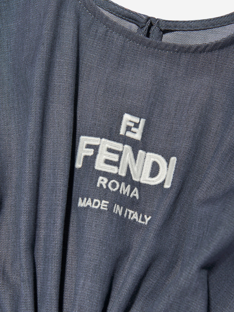 女童蓝色 Chambray FF Logo 连衣裙