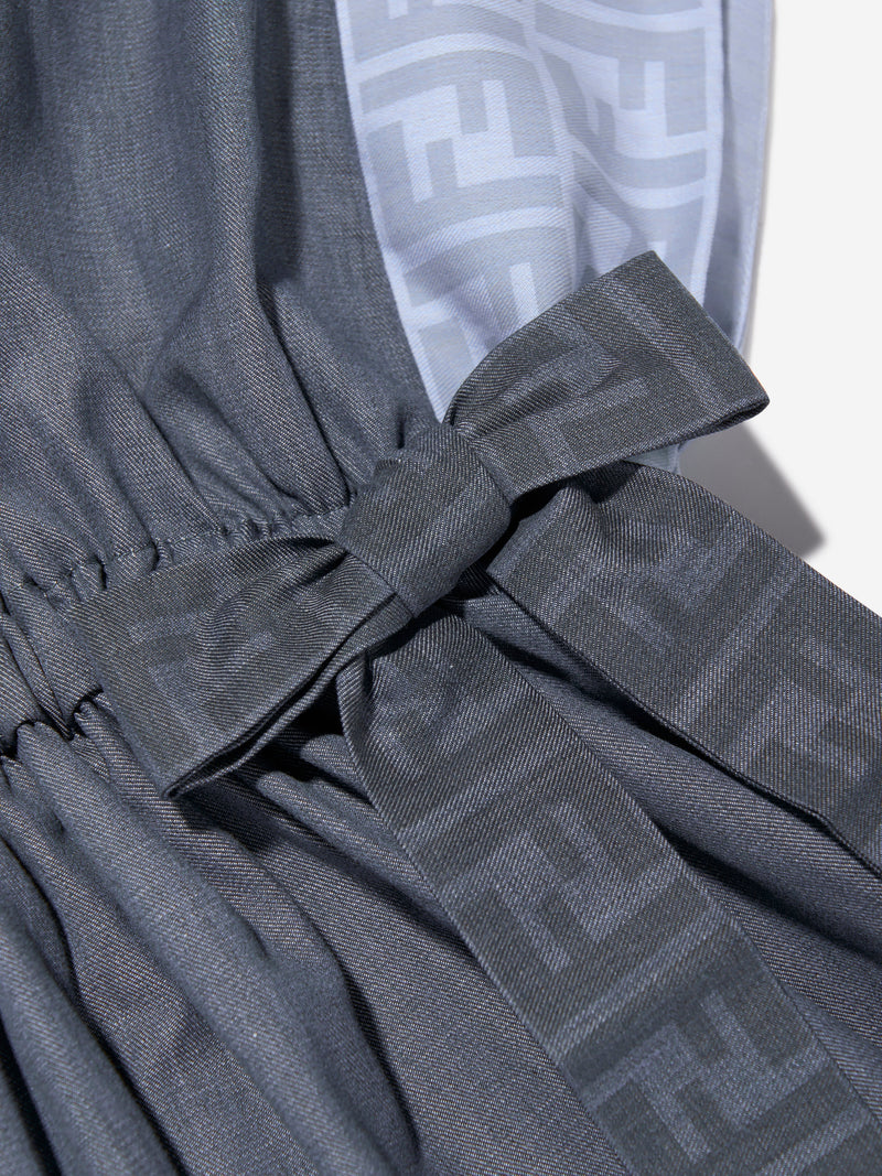 女童蓝色 Chambray FF Logo 连衣裙