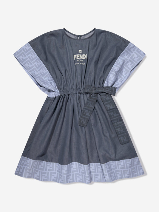 女童蓝色 Chambray FF Logo 连衣裙
