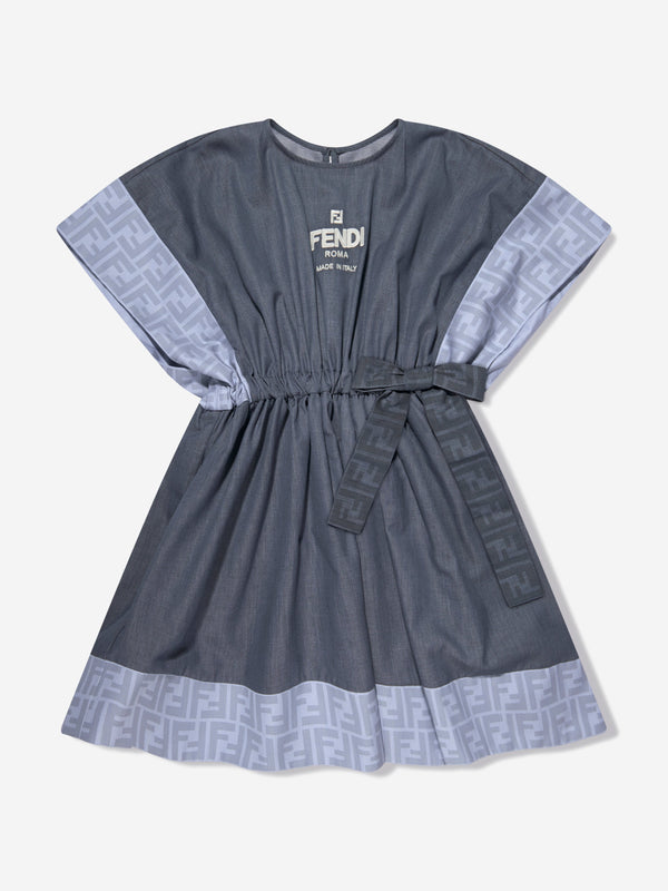 女童蓝色 Chambray FF Logo 连衣裙