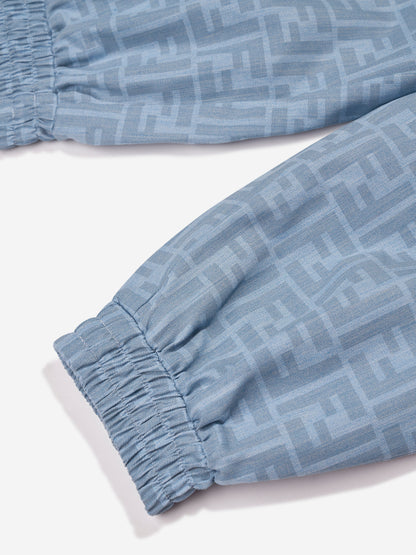 男童蓝色 Chambray FF Logo 慢跑裤