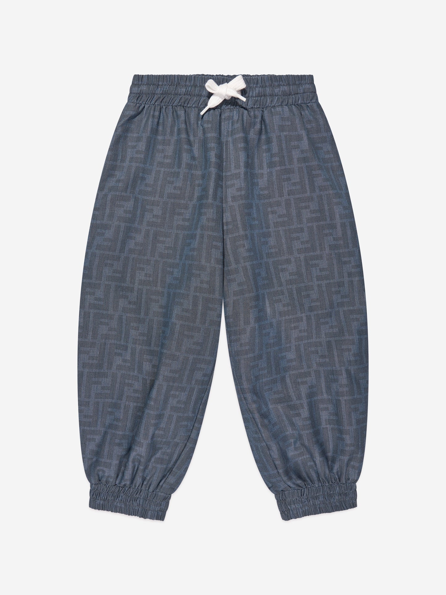 男童蓝色 Chambray FF Logo 慢跑裤