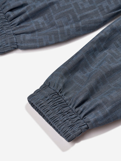 男童蓝色 Chambray FF Logo 慢跑裤