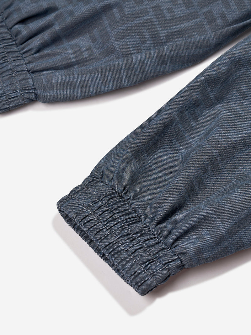 男童蓝色 Chambray FF Logo 慢跑裤