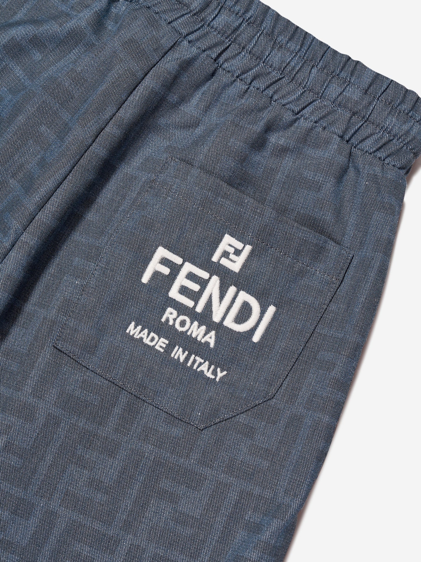 男童蓝色 Chambray FF Logo 慢跑裤