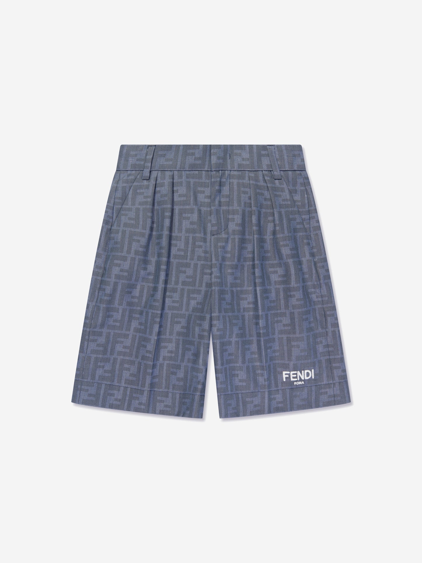 男童蓝色 Chambray FF Logo 短裤
