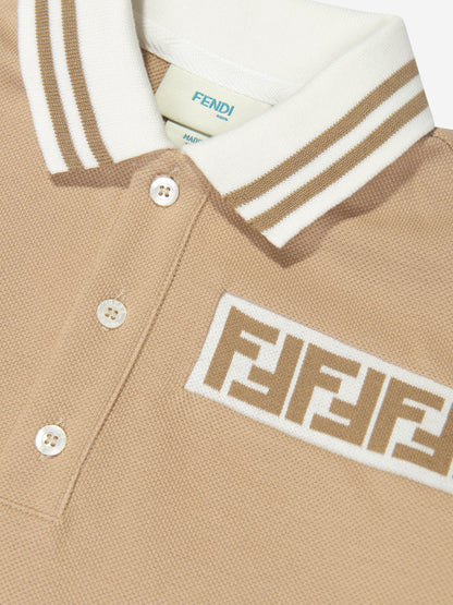 男童米色 FF 徽标 Polo 衫