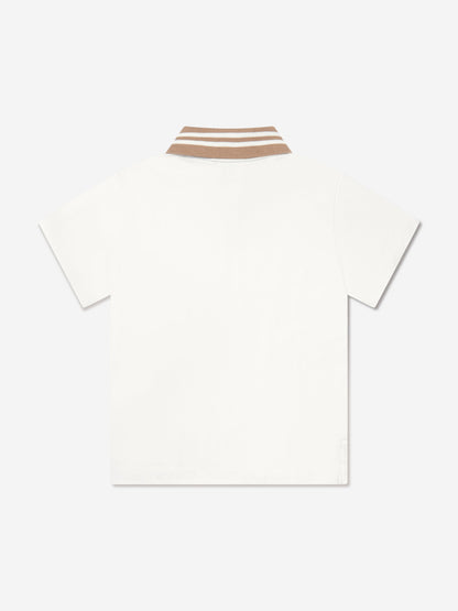 男童白色徽标 Polo 衫