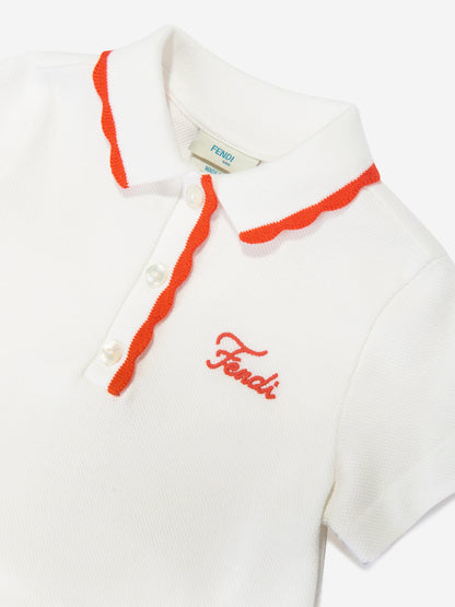 Fendi 女婴白色徽标 Polo 衫